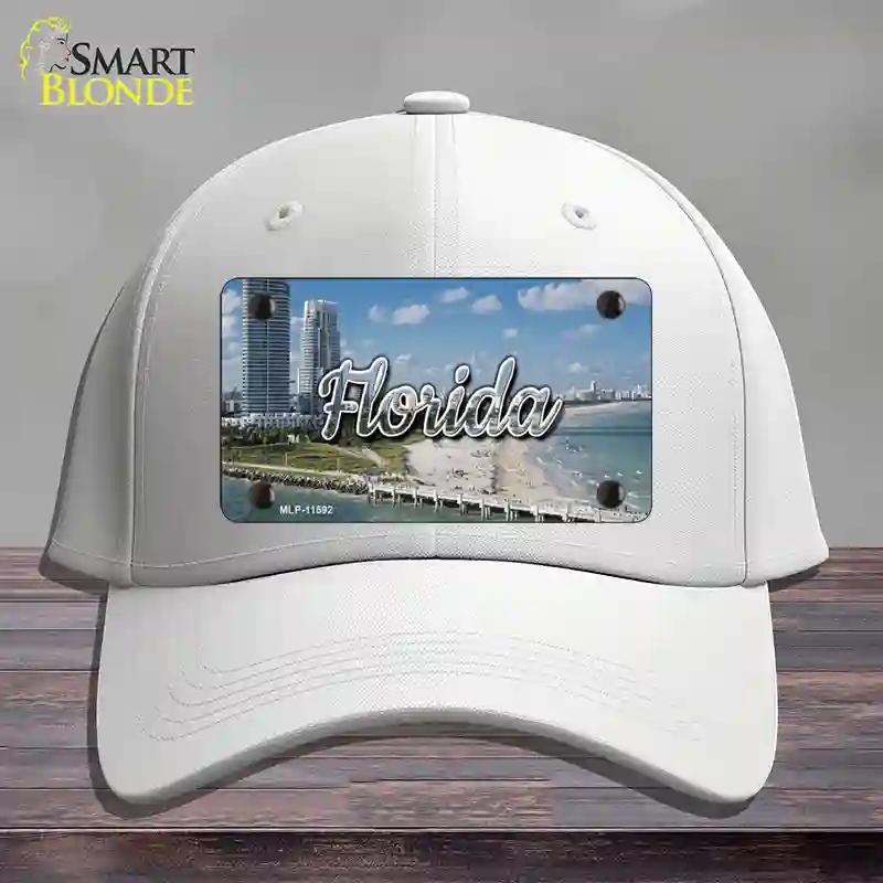 HAT21-MLP-11592 Florida White Sand Beach State Novelty License Plate Hat, Cotton - White