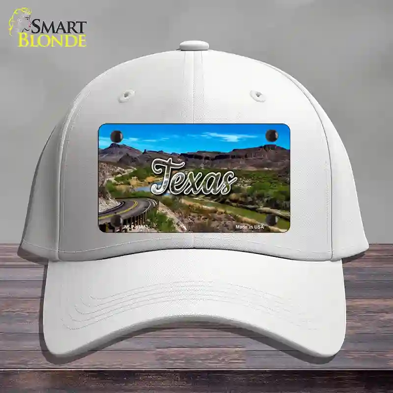 HAT21-MLP-11633 Texas Open Mountain Road State Novelty License Plate Hat, Cotton - White