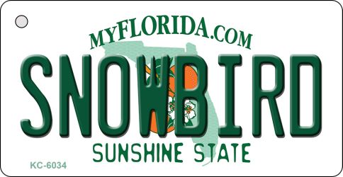 KC-6034 1.5 x 3 in. Snowbird Florida State License Plate Key Chain