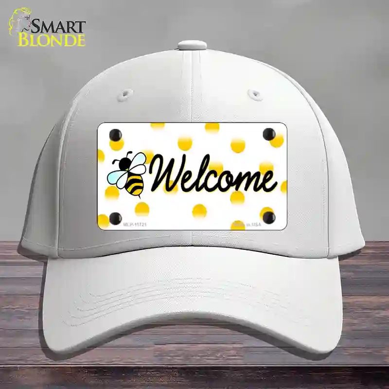 HAT21-MLP-11721 Welcome Bee Novelty License Plate Hat, Cotton - White