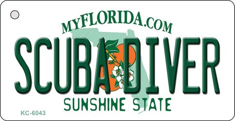 KC-6043 1.5 x 3 in. Scuba Diver Florida State License Plate Key Chain