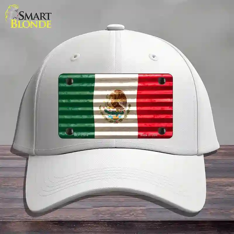 HAT21-MLP-11816 Mexico Flag Novelty License Plate Hat, Cotton - White