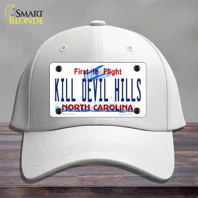 HAT21-MLP-11818 Kill Devil Hills North Carolina Novelty License Plate Hat, Cotton - White