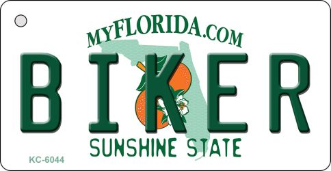 KC-6044 1.5 x 3 in. Biker Florida State License Plate Key Chain