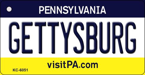 KC-6051 1.5 x 3 in. Gettysburg Pennsylvania State License Plate Key Chain