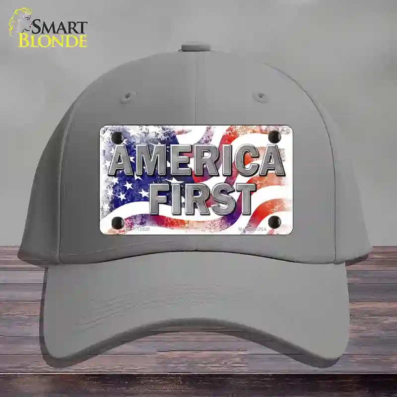 HAT23-MLP-12520 America First Novelty License Plate Hat, Cotton - Gray