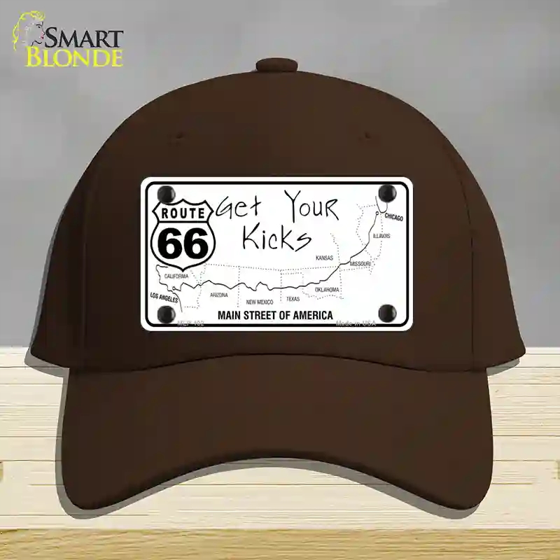 HAT24-MLP-102 US Route 66 Map Novelty License Plate Hat, Cotton - Dark Brown