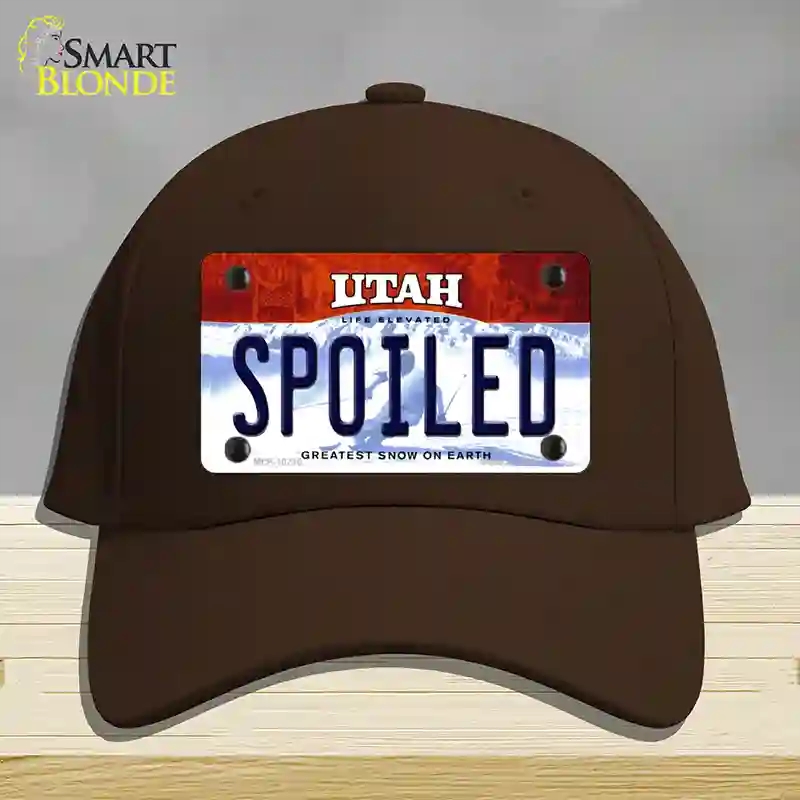 HAT24-MLP-10210 Spoiled Utah Novelty License Plate Hat, Cotton - Dark Brown