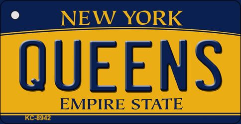 KC-8942 1.5 x 3 in. Queens New York State License Plate Key Chain