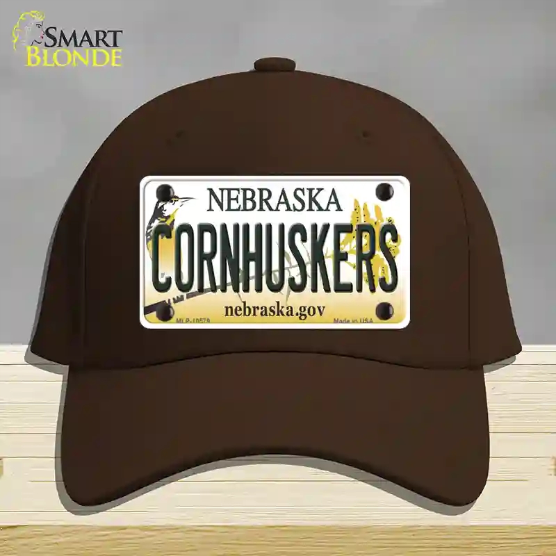 HAT24-MLP-10579 Cornhuskers Nebraska Novelty License Plate Hat, Cotton - Dark Brown