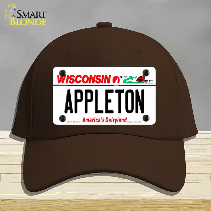 HAT24-MLP-10614 Appleton Wisconsin Novelty License Plate Hat, Cotton - Dark Brown