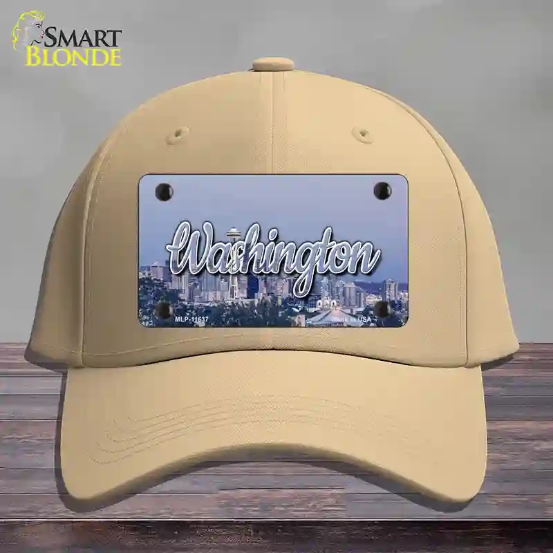 HAT22-MLP-11637 Washington Space Needle State Novelty License Plate Hat, Cotton - Khaki