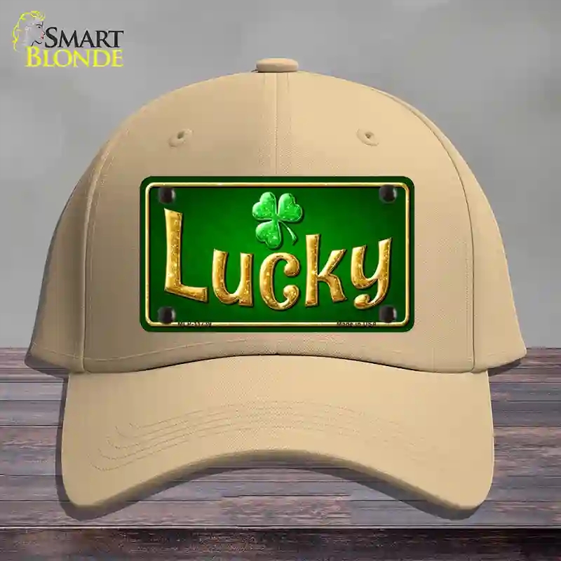 HAT22-MLP-11739 Lucky Irish Novelty License Plate Hat, Cotton - Khaki
