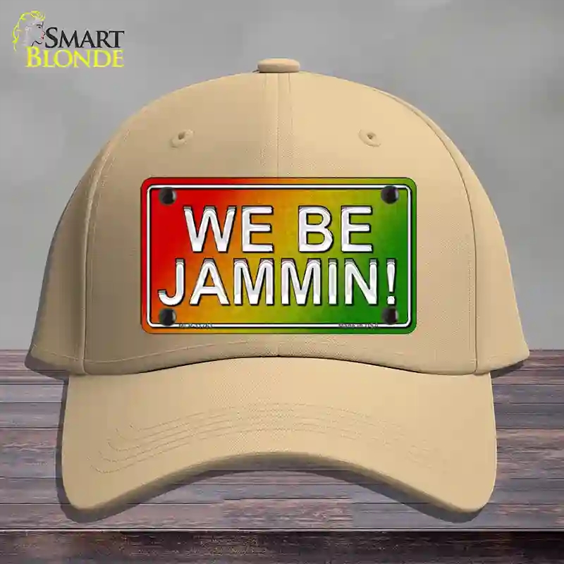 HAT22-MLP-11763 We Be Jamming Rasta Novelty License Plate Hat, Cotton - Khaki