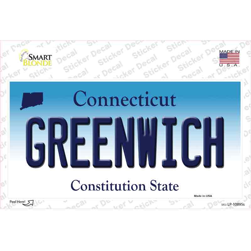 LP-10895s-M Greenwich Connecticut Novelty Sticker Decal, Medium