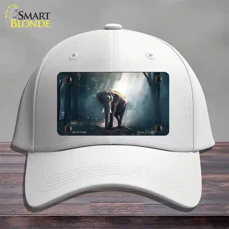 HAT21-MLP-11896 Elephant in the Woods Novelty License Plate Hat, Cotton - White