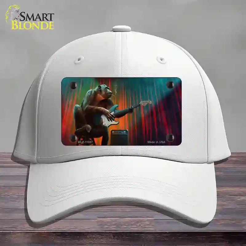 HAT21-MLP-11897 Monkey with Guitar Novelty License Plate Hat, Cotton - White