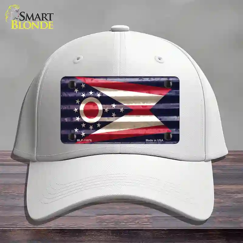 HAT21-MLP-11976 Ohio Corrugated Flag Novelty License Plate Hat, Cotton - White
