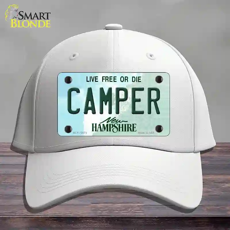 HAT21-MLP-12073 Camper   Hampshire State Novelty License Plate Hat, Cotton - White