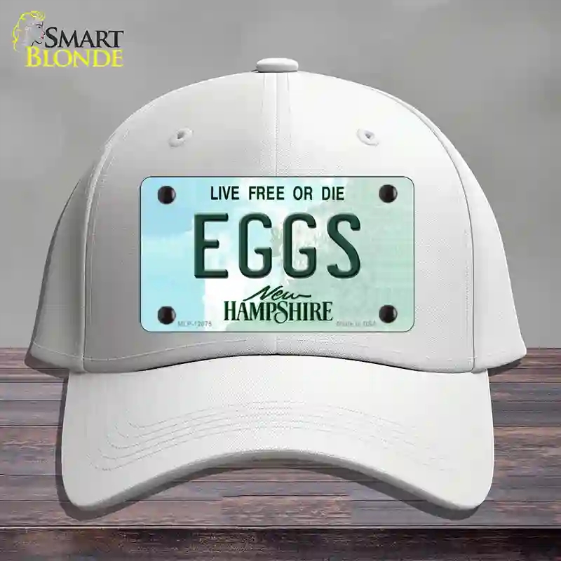 HAT21-MLP-12075 Eggs   Hampshire State Novelty License Plate Hat, Cotton - White