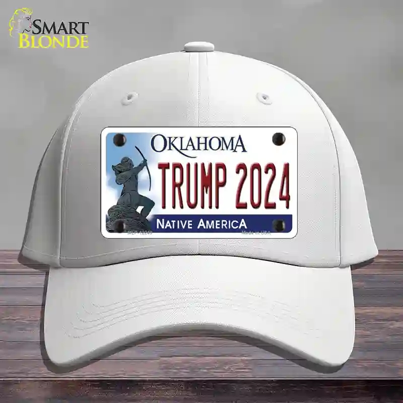 HAT21-MLP-12249 Trump 2024 Oklahoma Novelty License Plate Hat, Cotton - White