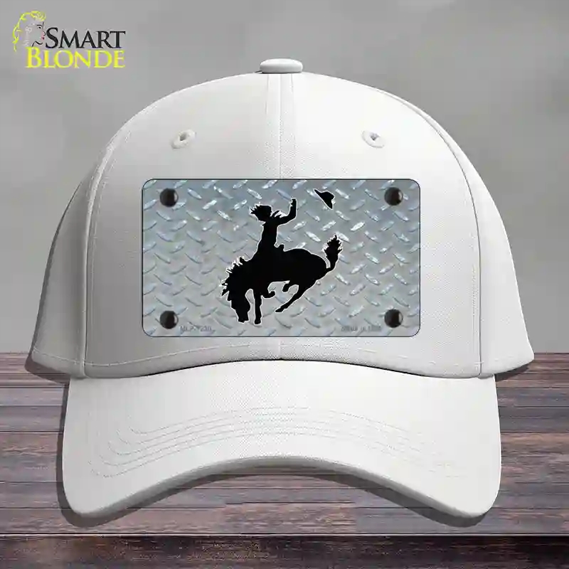 HAT21-MLP-1230 Bucking Bronco Novelty License Plate Hat, Cotton - White
