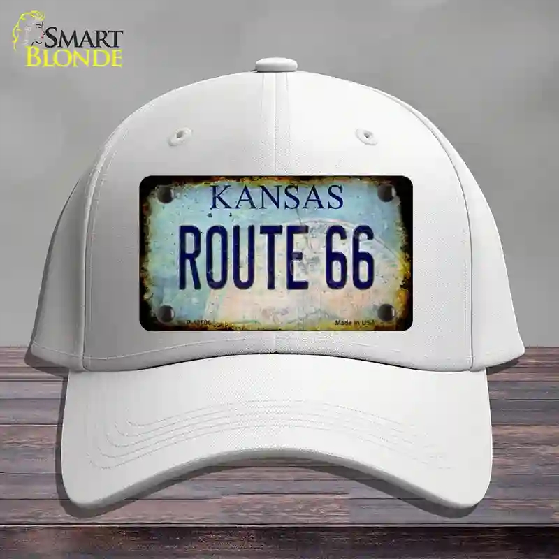 HAT21-MLP-12506 Route 66 Kansas Rusty Novelty License Plate Hat, Cotton - White