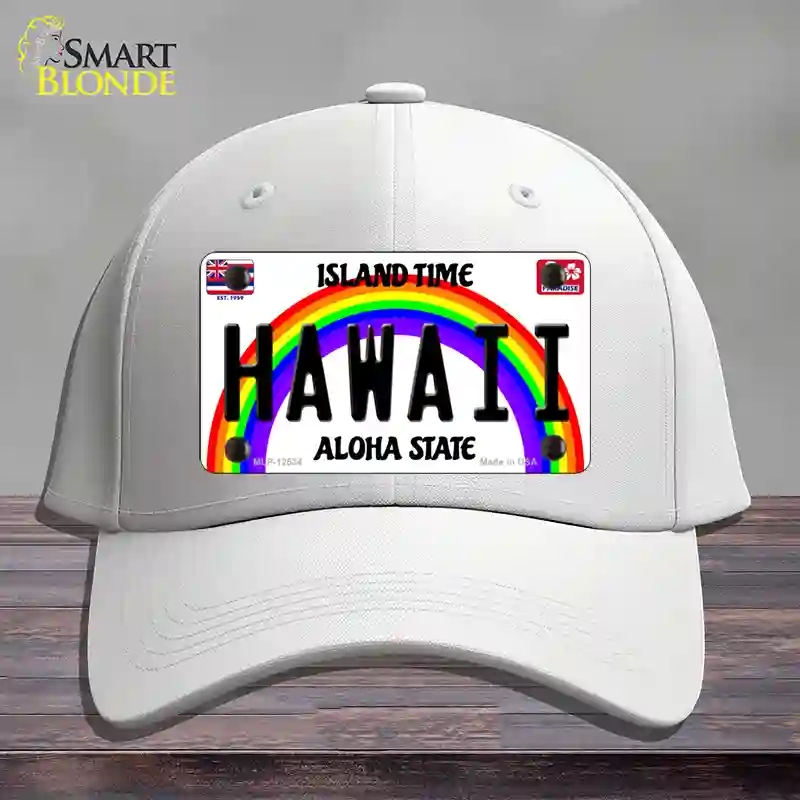 HAT21-MLP-12534 Hawaii Novelty License Plate Hat, Cotton - White