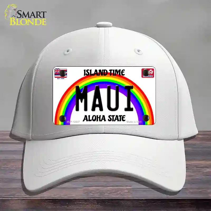 HAT21-MLP-12537 Maui Hawaii Novelty License Plate Hat, Cotton - White