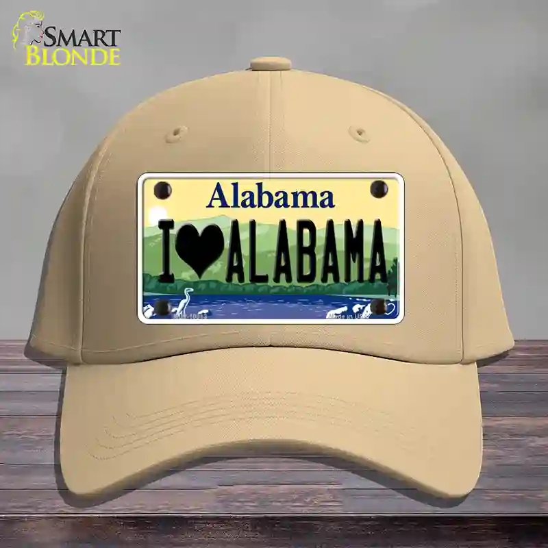 HAT22-MLP-10013 I Love Alabama Novelty License Plate Hat, Cotton - Khaki
