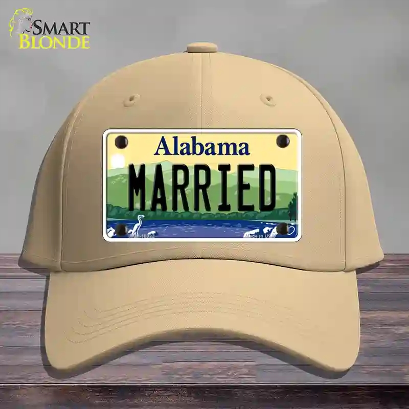 HAT22-MLP-10022 Married Alabama Novelty License Plate Hat, Cotton - Khaki