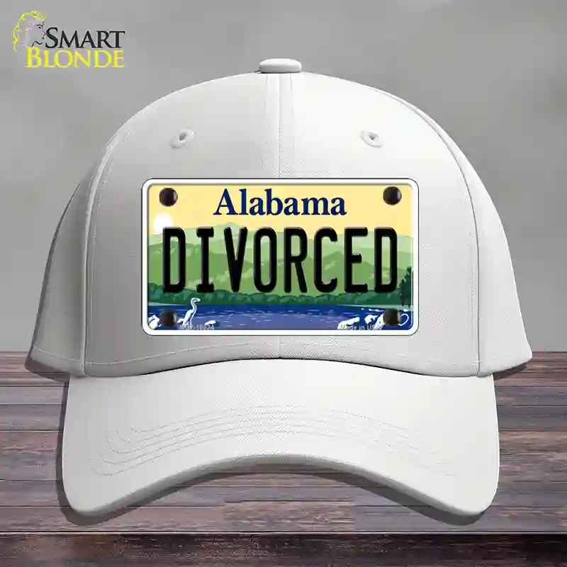 HAT22-MLP-10024 Divorced Alabama Novelty License Plate Hat, Cotton - White