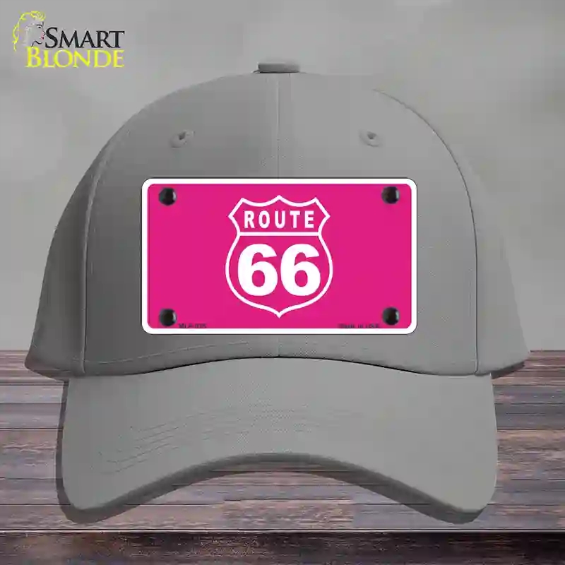 HAT23-MLP-025 US Route 66 Pink Novelty License Plate Hat, Cotton - Gray