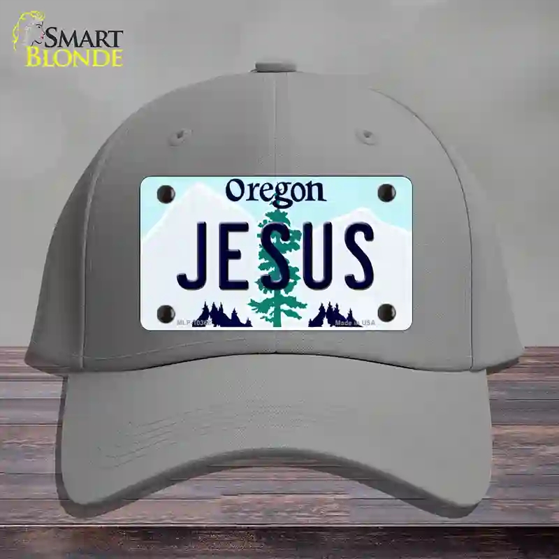 HAT23-MLP-10368 Jesus Oregon Novelty License Plate Hat, Cotton - Gray