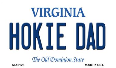 M-10123 3.5 x 2 in. Hokie Dad Virginia State License Plate Magnet