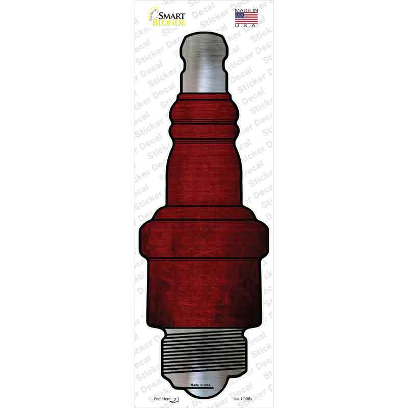 J-008s-M Red Oil Rubbed Novelty Spark Plug Sticker Decal, Medium