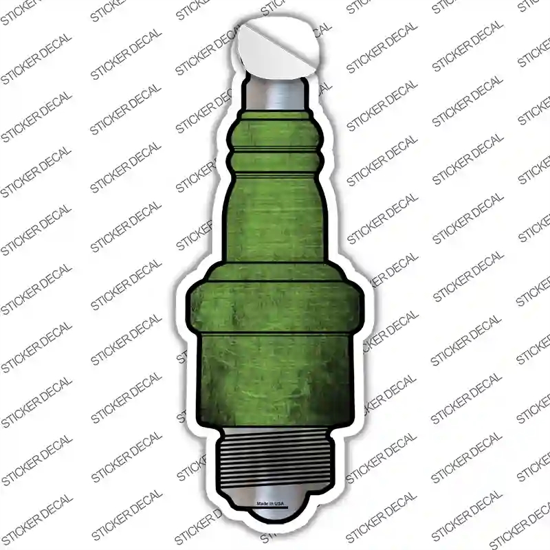J-013s-XL Lime Green Oil Rubbed Novelty Spark Plug Sticker Decal, Extra Large