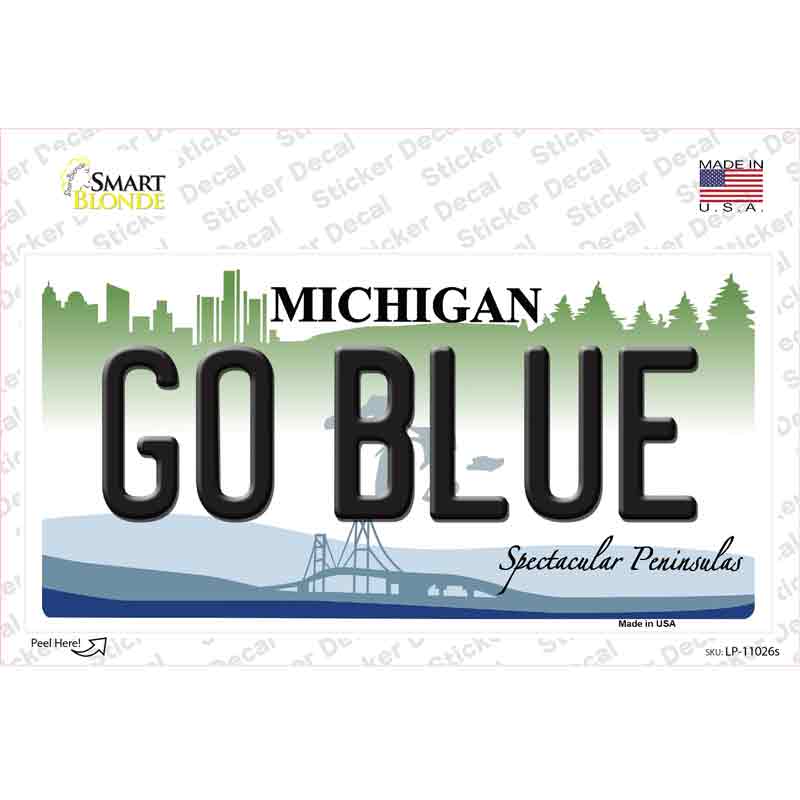 LP-11026s-M Go Blue Michigan Novelty Sticker Decal, Medium