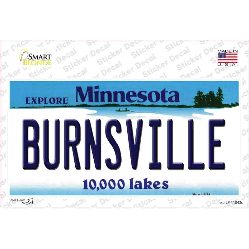 LP-11043s-M Burnsville Minnesota State Novelty Sticker Decal, Medium