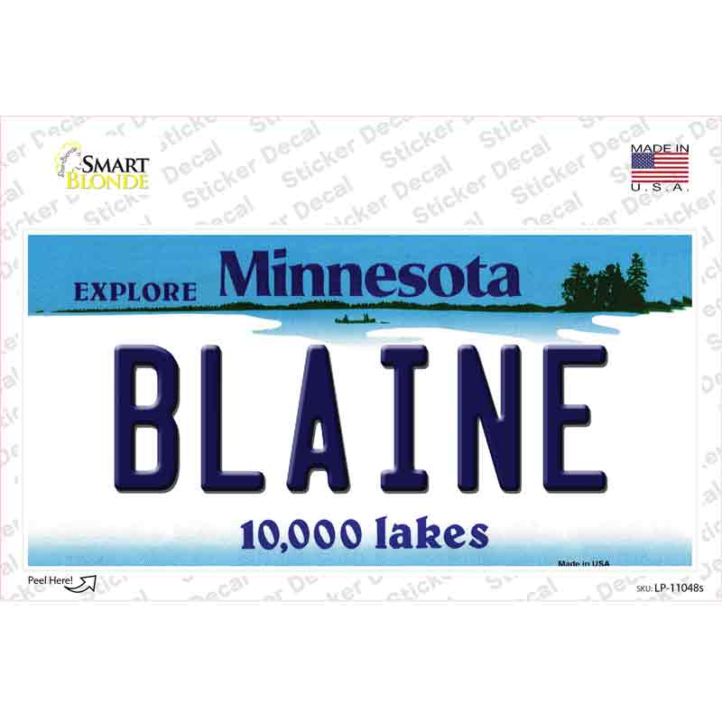 LP-11048s-M Blaine Minnesota State Novelty Sticker Decal, Medium