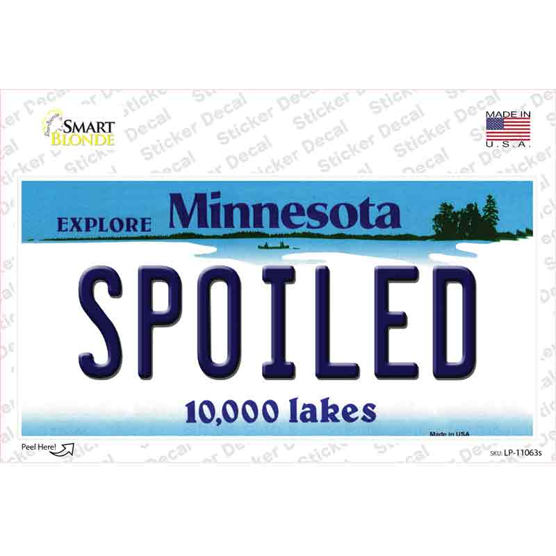 LP-11063s-M Spoiled Minnesota State Novelty Sticker Decal, Medium