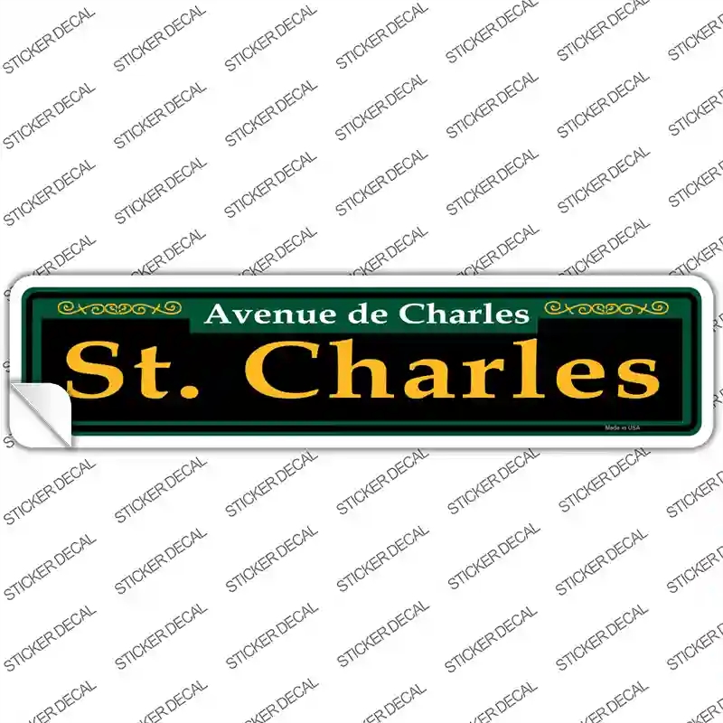 K-1235s-S St. Charles Green Novelty Narrow Sticker Decal, Small