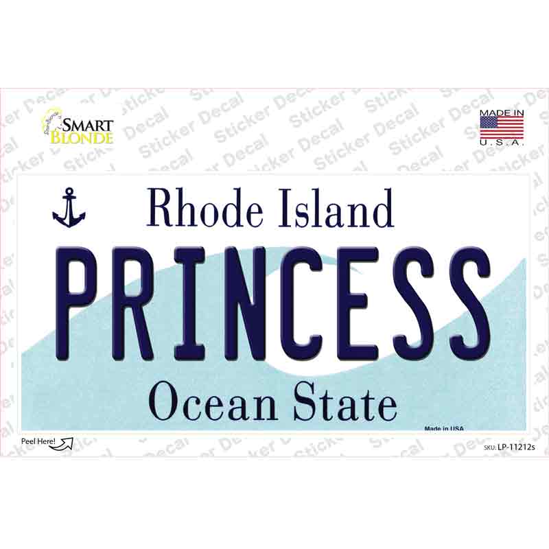 LP-11212s-M Princess Rhode Island State Novelty Sticker Decal, Medium