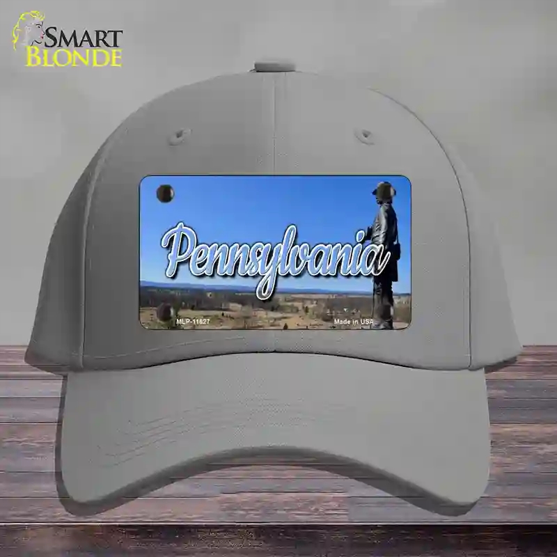 HAT23-MLP-11627 Pennsylvania Gettysburg Statue State Novelty License Plate Hat, Cotton - Gray