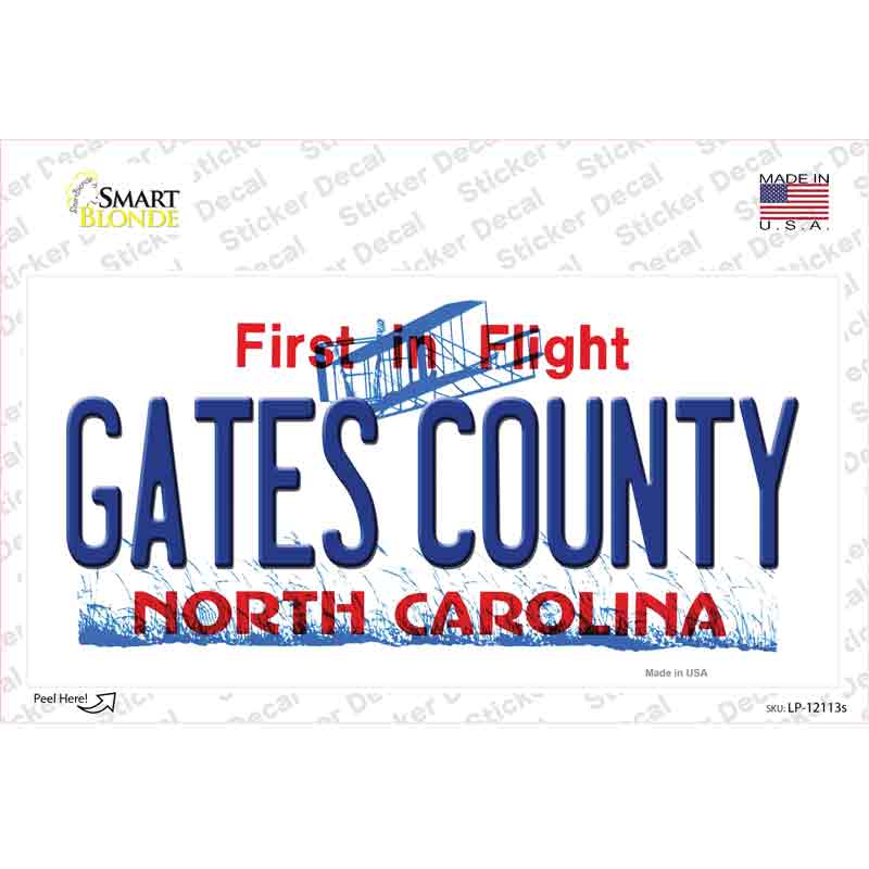 LP-12113s-M Gates County North Carolina State Novelty Sticker Decal, Medium