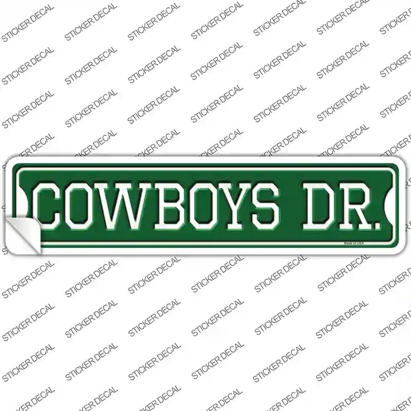 K-954s-S Cowboys Dr Novelty Narrow Sticker Decal, Small