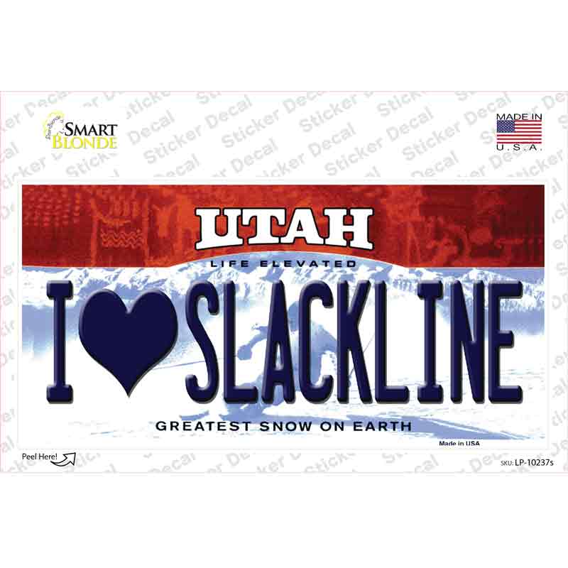 LP-10237s-M I Love Slackline Utah Novelty Sticker Decal, Medium