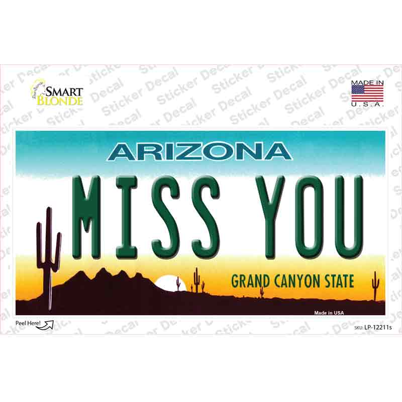 LP-12211s-M Miss You Arizona Novelty Sticker Decal, Medium