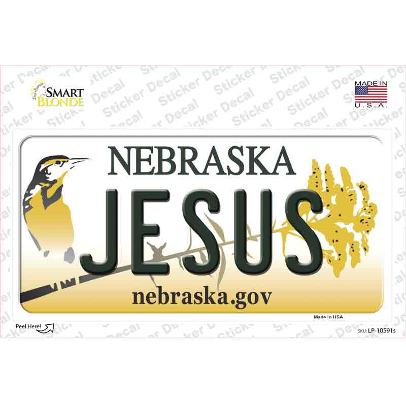 LP-10591s-M Jesus Nebraska Novelty Sticker Decal, Medium