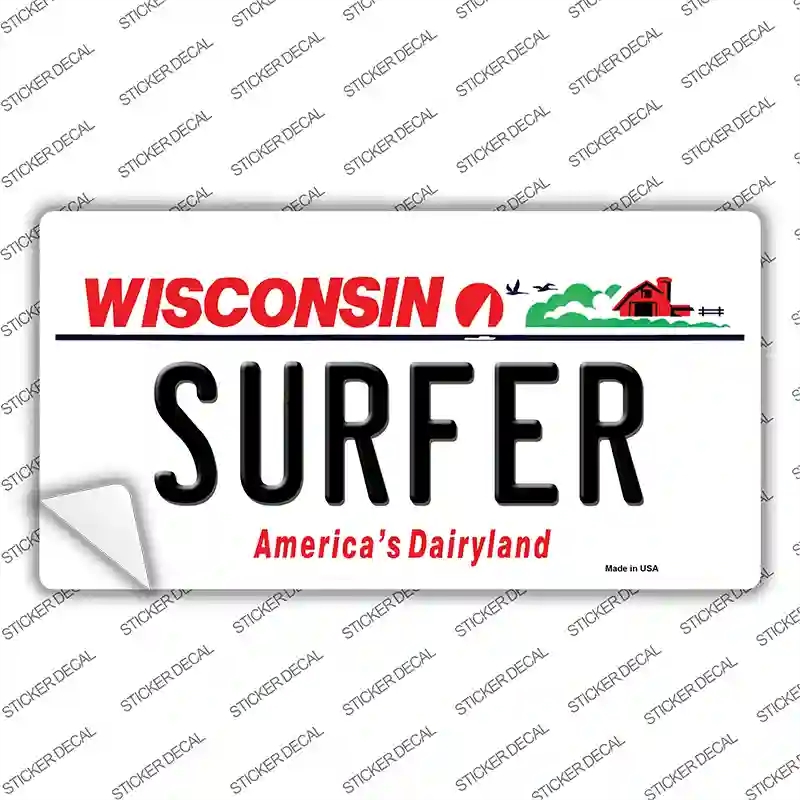 LP-10628s-L Surfer Wisconsin Novelty Sticker Decal, Large